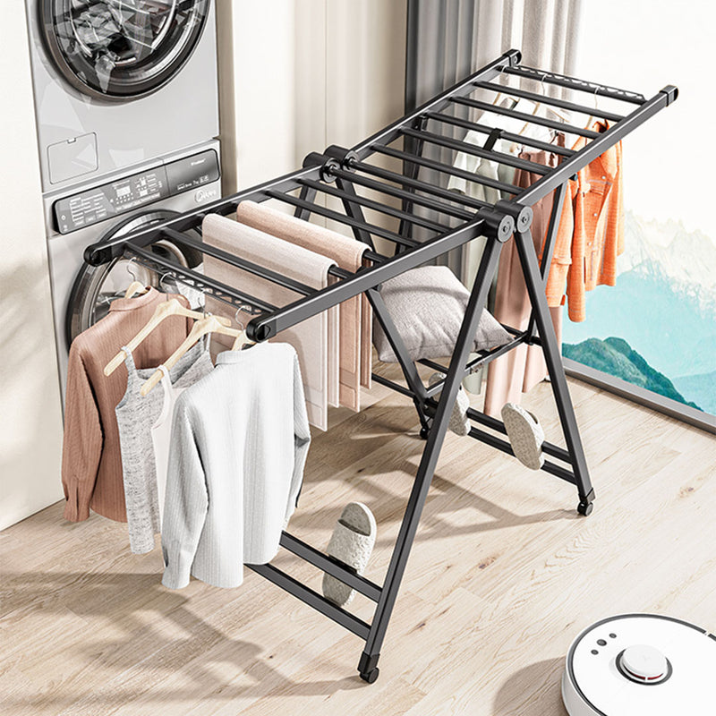1.4m Foldable Wing Shape Clothes Drying Rack Aluminum Alloy Dark Grey 20kg