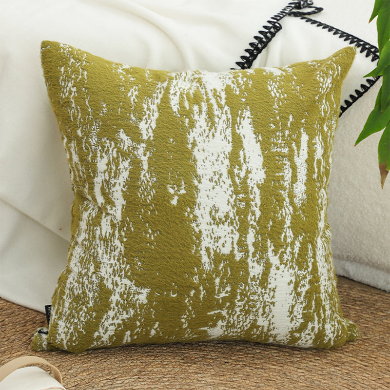 Throw Pillow 50x50x18cm Plush Polyester Cotton White Olive Green