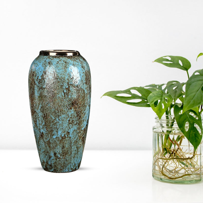 Large Light Blue Ceramic Flower Vase 35x17cm Elegant Home Decor