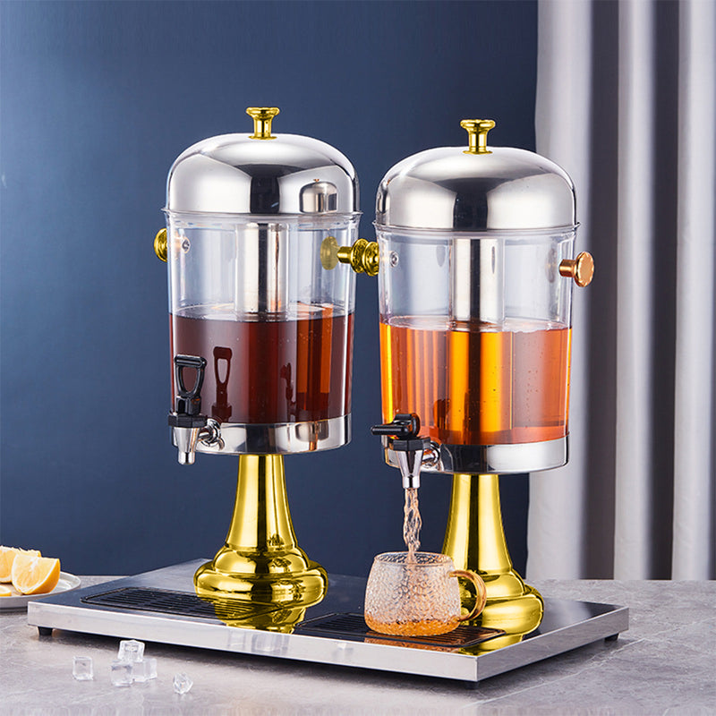 Dual 16L Commercial Stainless Steel ABS Transparent Beverage Dispenser Gold Silver