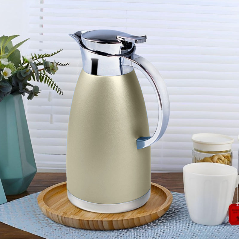 2.3L 3 Layer Vacuum Insulated Stainless Steel Flask Gold Wide Mouth Leak Proof