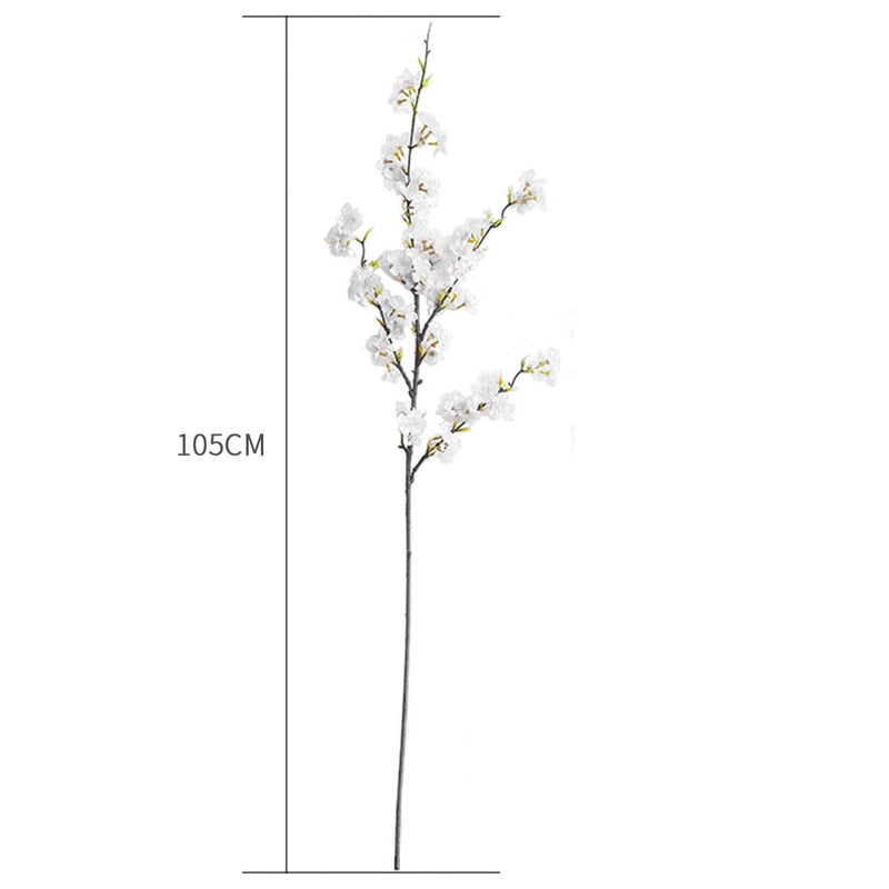 10X Artificial Cherry Blossom Stems Real Touch Silk Plastic 105cm White