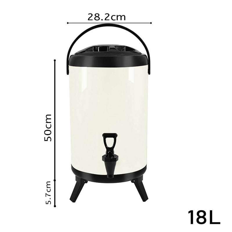 2X 18L Stainless Steel Insulated Beverage Dispenser With Faucet White