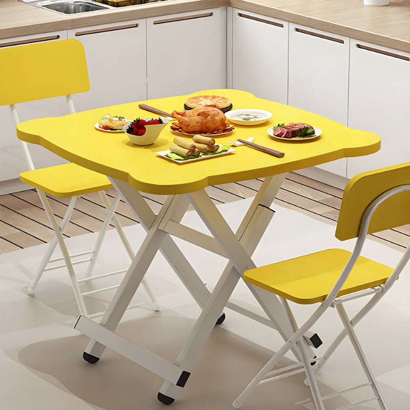 Folding Table Cat Ear Particleboard Metal 60x60x70cm Yellow Portable Minimalist