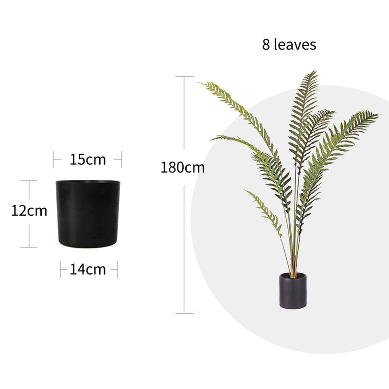 180cm Artificial Polyethylene Hares Foot Fern Green Realistic With Black Pot