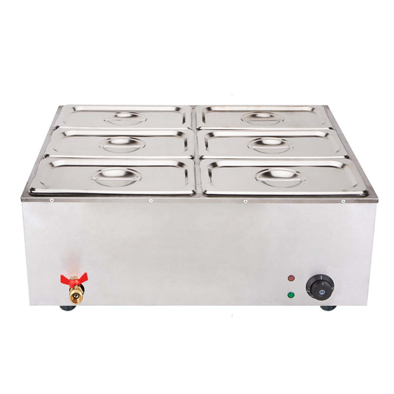 Stainless Steel 6 X Electric Bain Marie Food Warmer with Lid Large Capacity