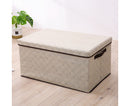 Large Beige Non-Woven Fabric Quilt Storage Box with Lid Dustproof Organizer