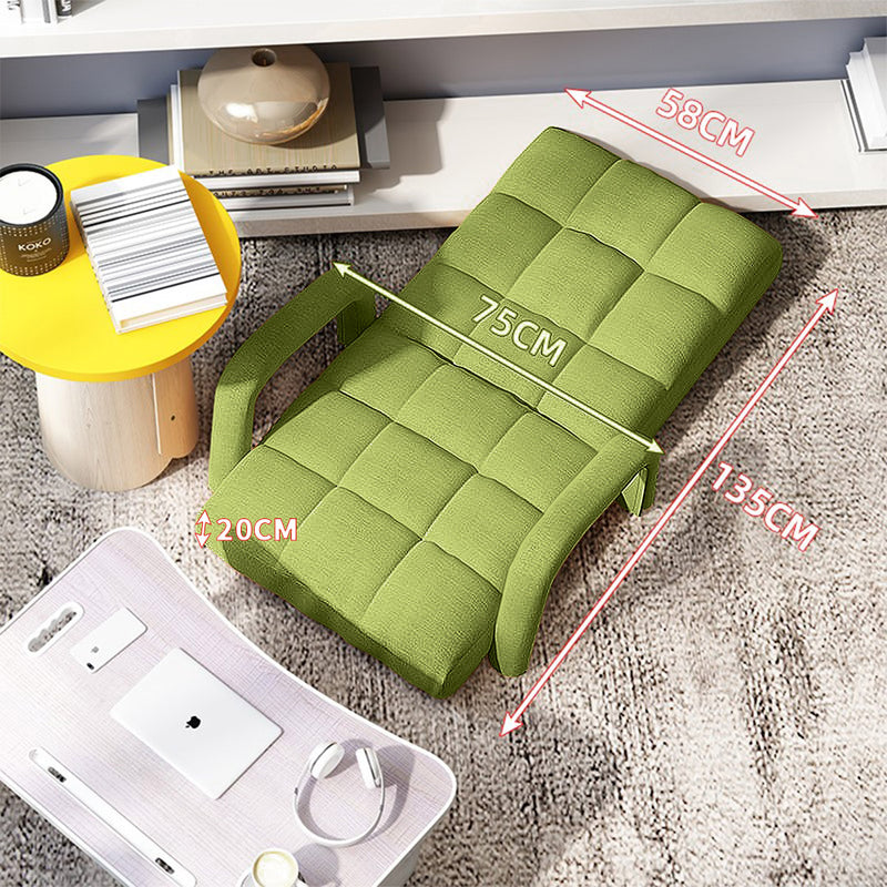 2X Foldable Linen Floor Recliner 135x58x20cm Adjustable Armrest Yellow Green