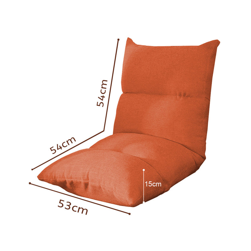 2X Floor Recliner Chairs Linen 108x53x15cm Folding Adjustable Orange