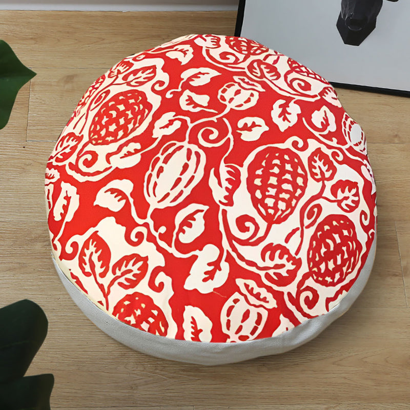 45x45x18cm Red Polyester Cotton Floor Pouf Cushion EPP Particle Insert