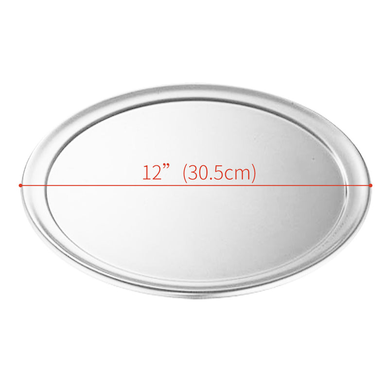 12 Inch Round Aluminum Steel Pizza Tray Oven Baking Pan Silver Dishwasher Safe