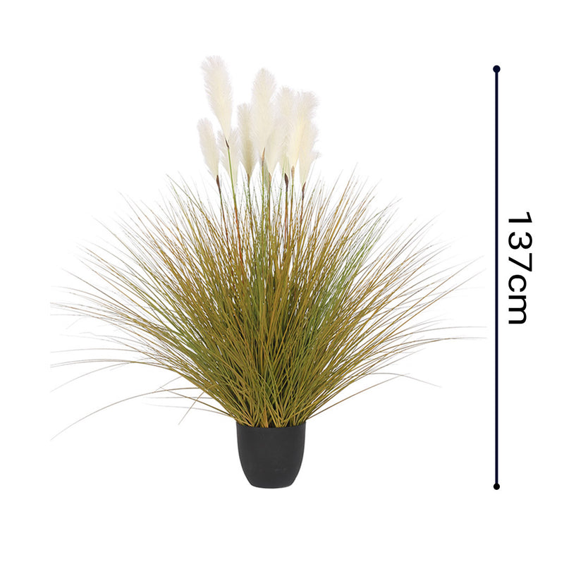 2X 137cm Artificial Potted Bulrush Grass Plant Indoor Natural Color