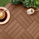 11 pcs Red Brown Wooden Composite Decking Tiles Slip Resistant Outdoor Flooring