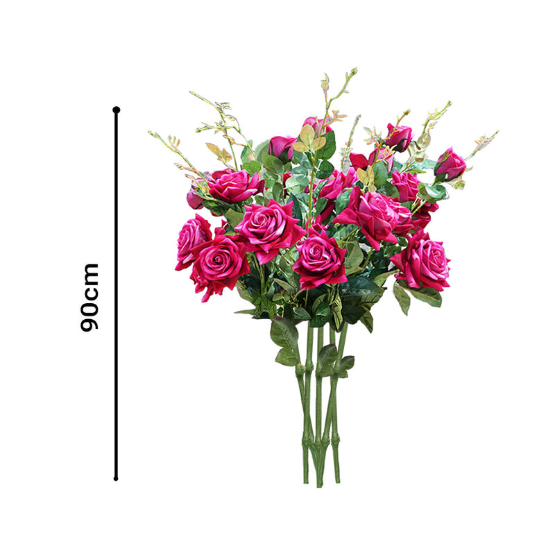 Artificial Silk Rose Bouquet 8 Bunch 5 Heads Pink 90cm Wedding Decoration