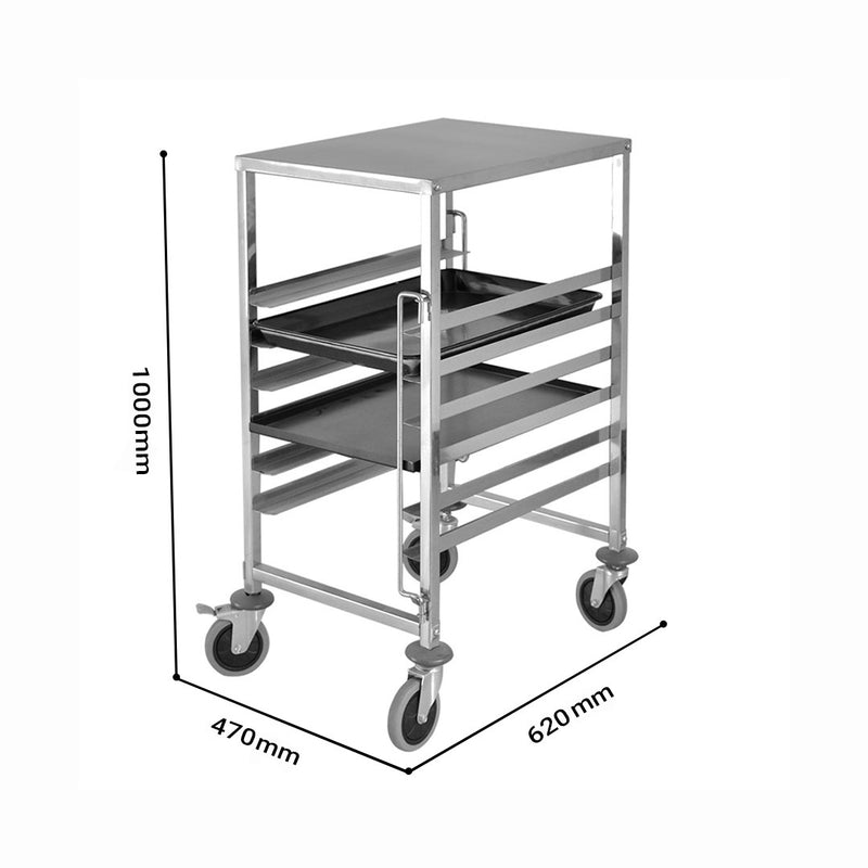 2X 7 Tier Gastronorm Trolley Stainless Steel Suits 60cmx40cm Trays With Worktop