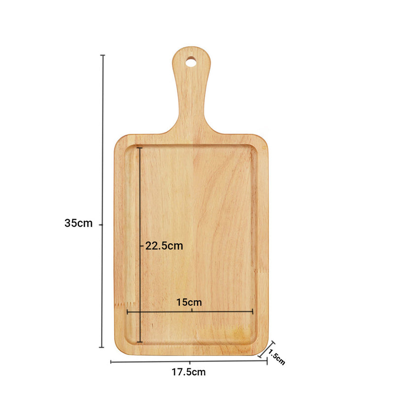 35cm Rectangle Oak Wood Serving Tray Brown Charcuterie Board Rounded Corners