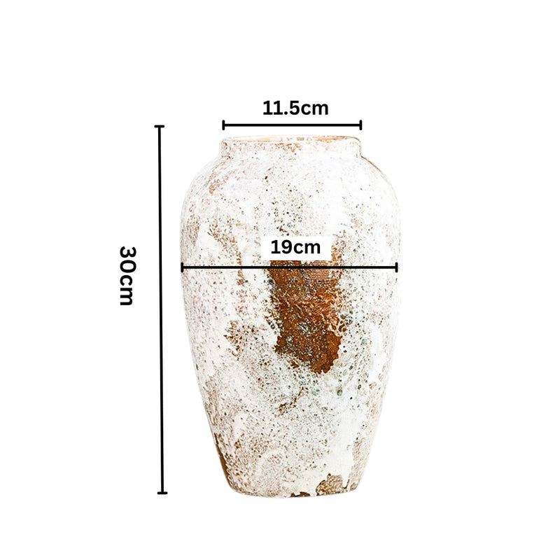 Medium White Ceramic Flower Vase 30cm H 19cm D Elegant Living Room Decor