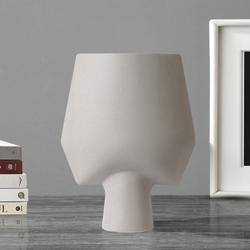 33x43cm Ceramic Square Vase Handcrafted Modern Abstract Matte Gray Home Decor
