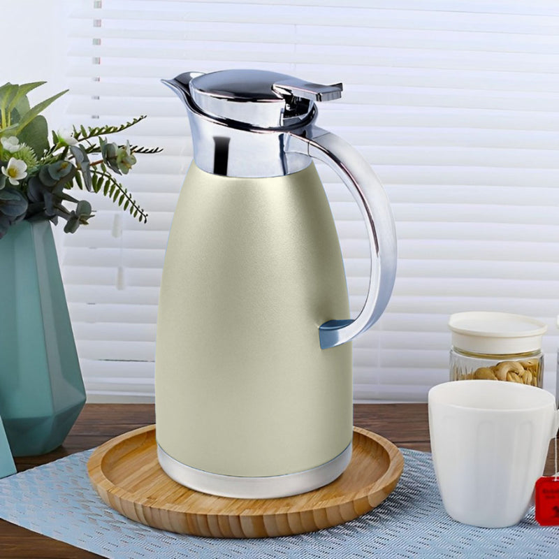 1.8L 3 Layer Vacuum Insulated Stainless Steel Flask Gold Wide Mouth Leak Proof