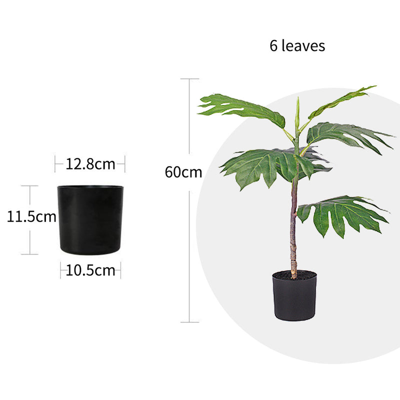 2X Philodendron Tree 60cm Artificial Polyethylene Indoor Green Black Pot