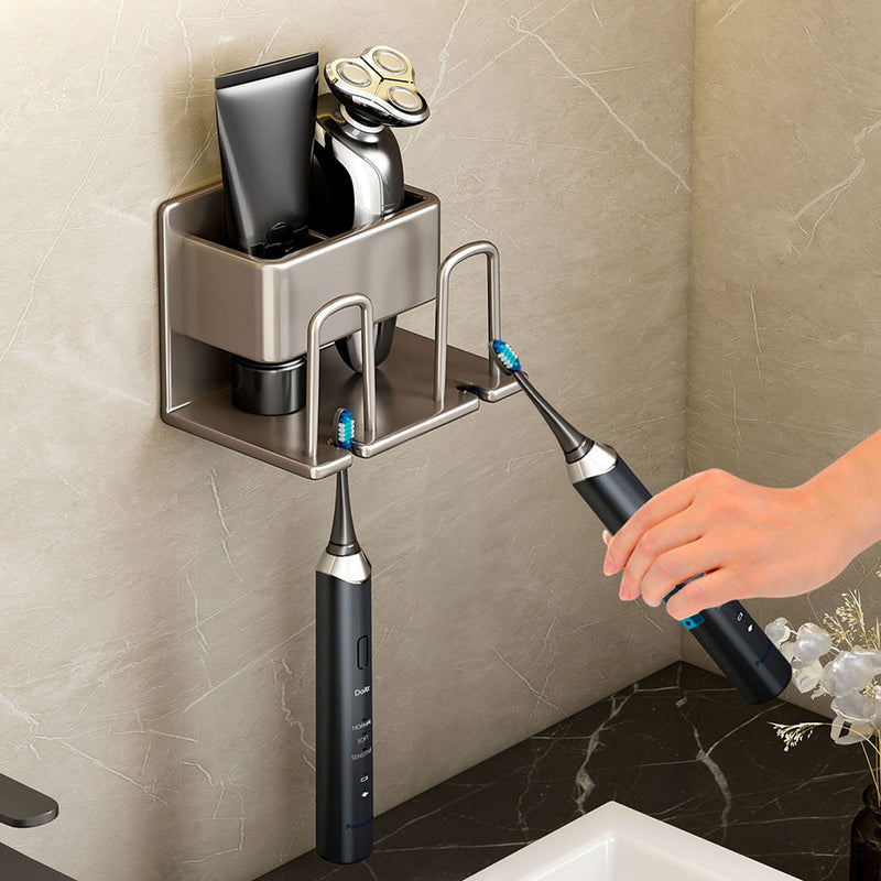 15cm Aluminum Wall Mounted Bathroom Storage Organizer Space Saving Gray Shelf