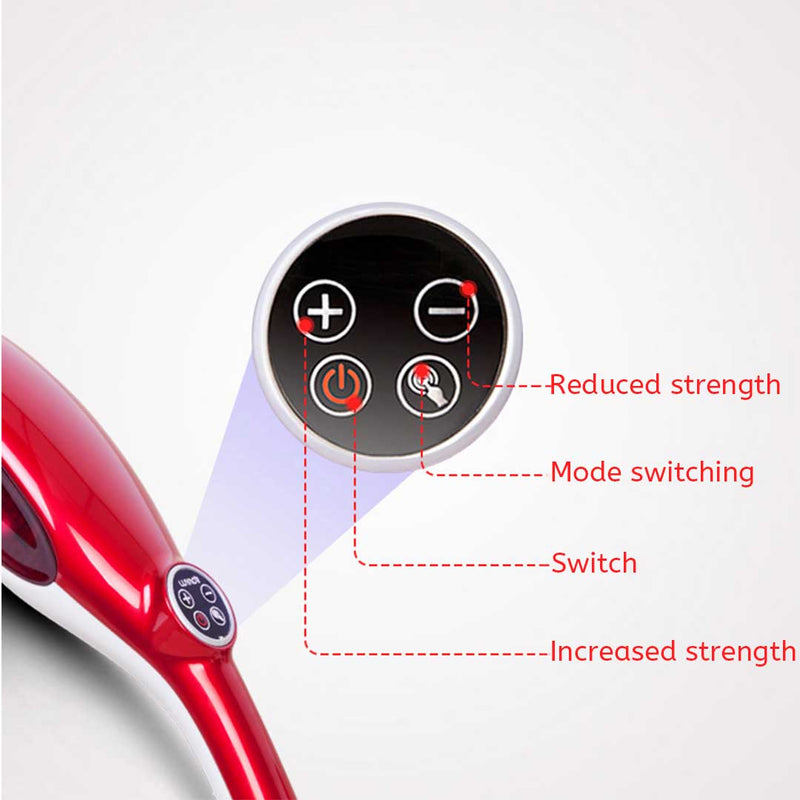 Handheld Massager 6 Interchangeable Heads Dual Speed Deep Tissue Portable Red