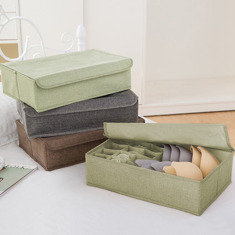 2X Green Flip Top Underwear Organizer Box Foldable 44cmx29cmx13cm Polyester