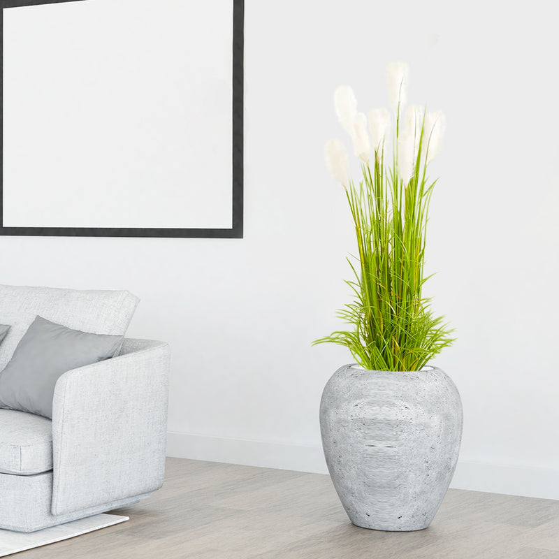2X 120cm Potted Artificial Plume Grass Plastic Realistic Green No Maintenance