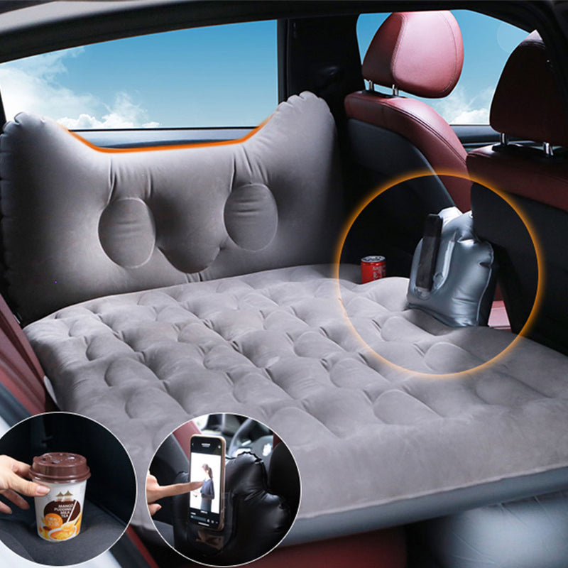 Grey Honeycomb Inflatable Car Mattress Portable Camping Air Bed Travel Kit