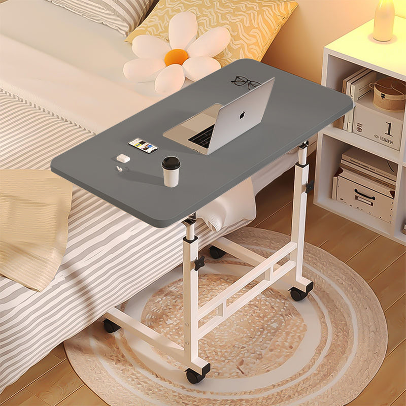 2X Gray Wood Bedside Table 40x80cm Portable Student Desk With Wheels