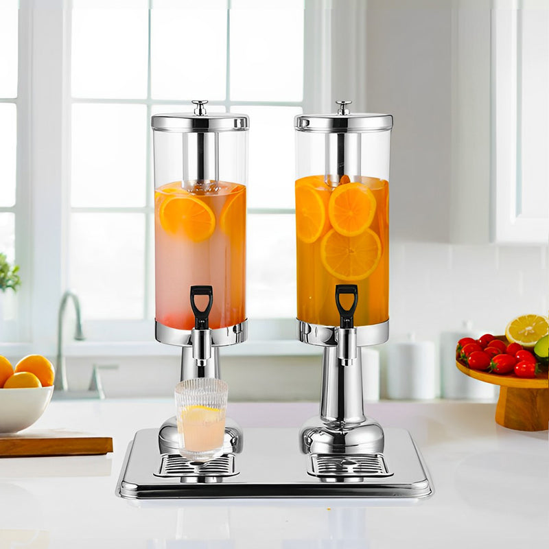 6L Dual Ice Cylinder Stainless Steel Abs Hot Cold Beverage Dispenser Silver
