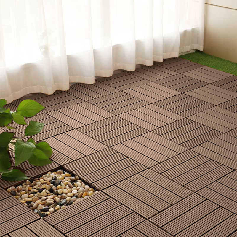 2X 11 pcs Light Chocolate Wooden Composite Decking Tiles Outdoor Flooring