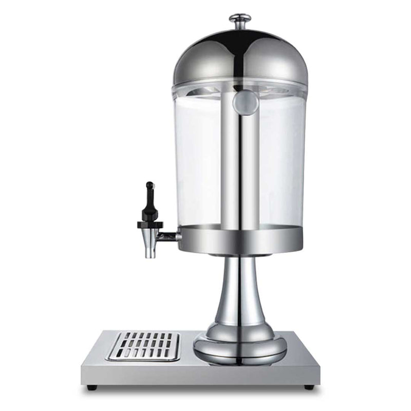 Single 8L Stainless Steel Commercial Beverage Dispenser Transparent Exterior