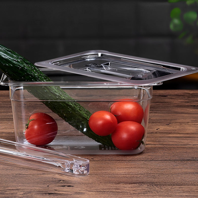 200mm Clear Gastronorm GN Pan Set of 6 Polycarbonate Food Tray With Lids