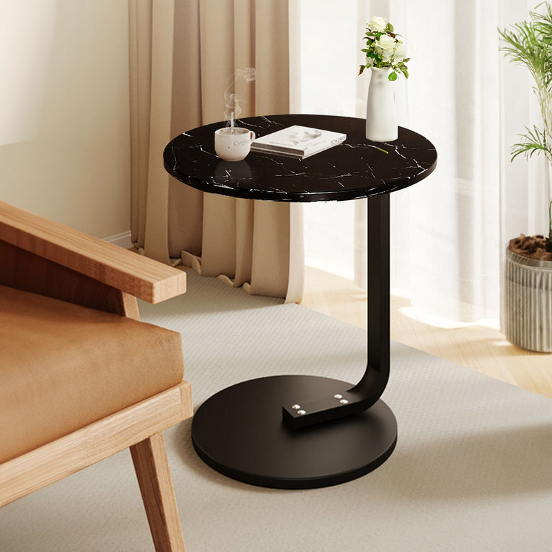 2X Black Marble Mini Side Table 50cm Lightweight Movable Metal Frame