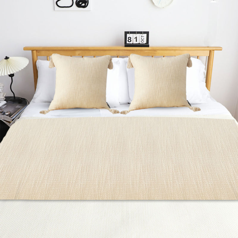 Vintage Bed Scarf Runner 70x240cm Polyester Beige 2 Cushions 45x45cm Set of 3