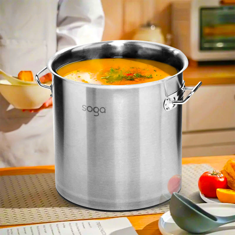 Stock Pot 225L 18/10 Stainless Steel Thick Sandwich Bottom Induction Ready