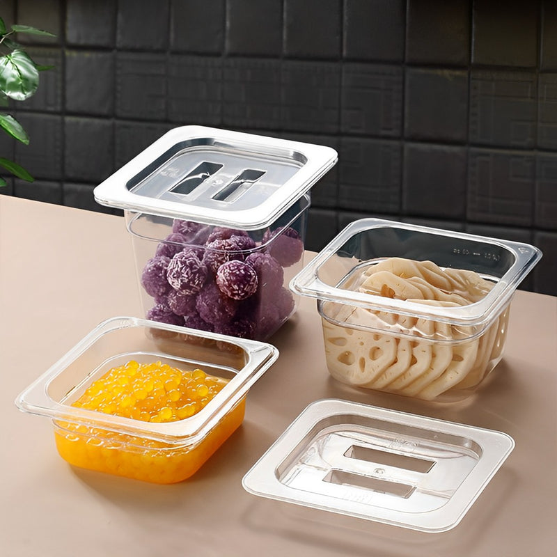 Clear Polycarbonate Gastronorm 1/6 Lid 26.5x16cm Transparent Food Tray Cover