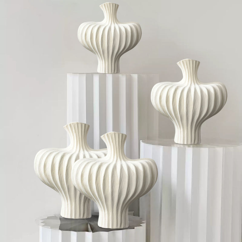 Large Ceramic Handmade Vase 28X30cm Matte White Countertop Porch Home Decor