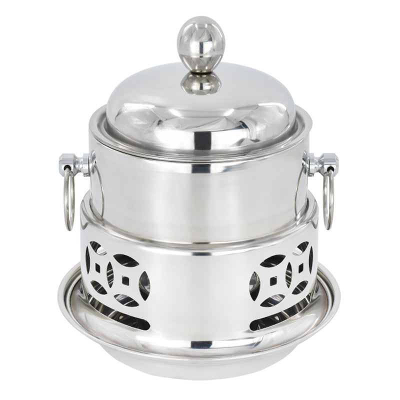 4X Stainless Steel Mini Hot Pot 20cm Single Person Alcohol Burner With Lid