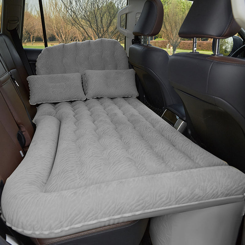 2X Grey Inflatable Car Boot Mattress Pvc Flocked 174cmx126cmx10cm With Pillows