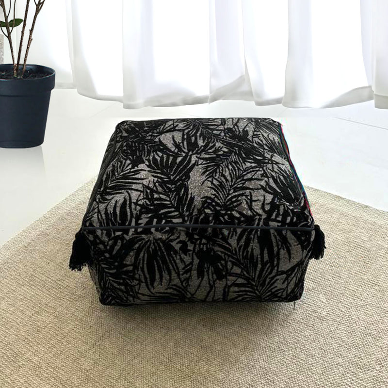 2X Pouffe Cushion Polyester Fiber Epp Particle Insert 50x50x25cm Black