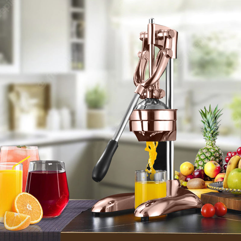 Manual Citrus Juicer 48cm 304 Stainless Steel Funnel Gold Heavy Duty Hand Press