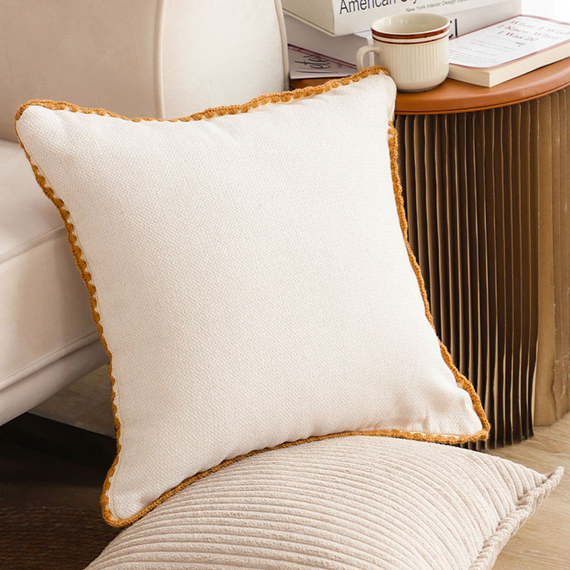 2X 45cm Square Throw Pillow Soft Velvet White Plush Cushion For Home Decor