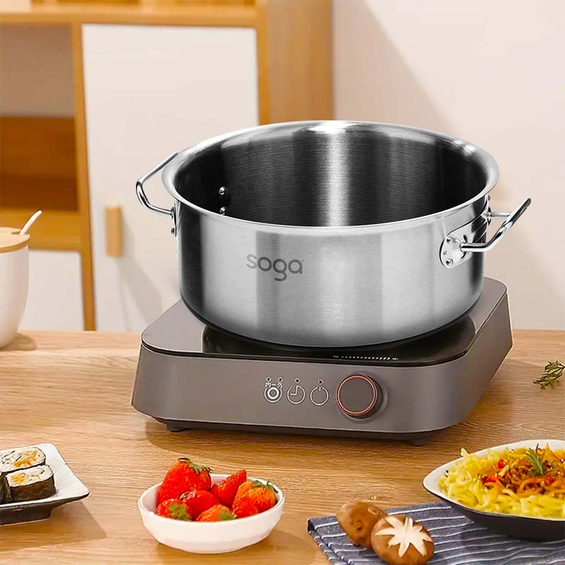 Stock Pot 14L 18/10 Stainless Steel Commercial Thick Base Induction Without Lid