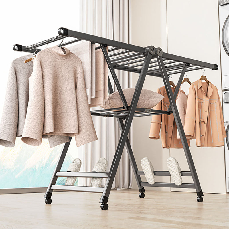 1.4m Foldable Wing Shape Clothes Drying Rack Aluminum Alloy Dark Grey 20kg