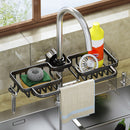 Black Aluminum Kitchen Sink Organizer Faucet Rack Soap Sponge Holder Drainer