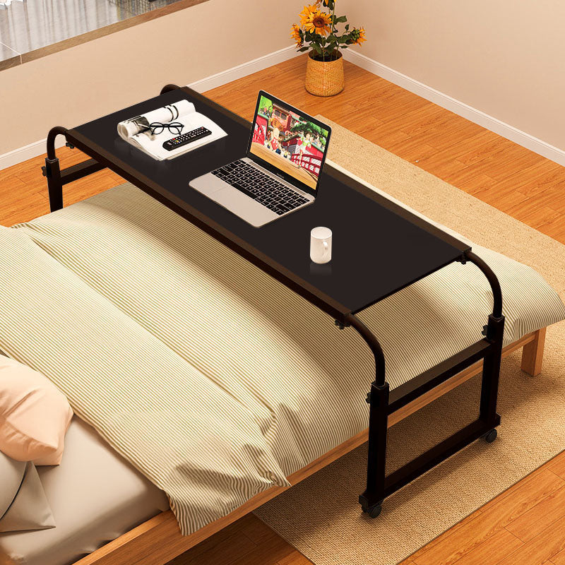 2X Black Adjustable Bed Desk Table 140-230cm Height Movable with Wheels