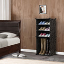 2X 4 Tier Shoe Rack Organizer Portable Black 42x32x95cm Stackable Storage
