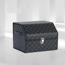 Leather Car Boot Organizer Box Collapsible Foldable With Lock Black Stitch